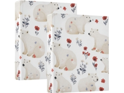 Pasta Escolar com Estampa de Urso Polar, Pacote com 2 Unidades, 200 Folhas.