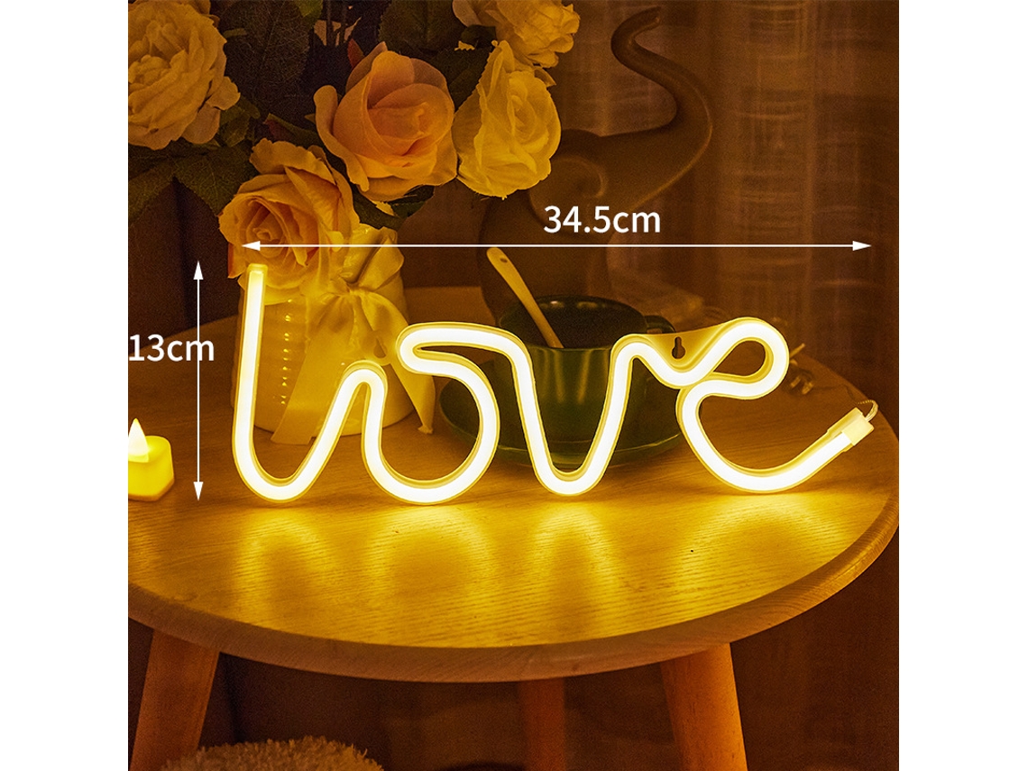 Letrero De Neón Led De Amor Em Ps E Acrílico Com Buracos Para Pendurar Luz Quente Bateria Ideal Para Confissão Proposta De Casamento