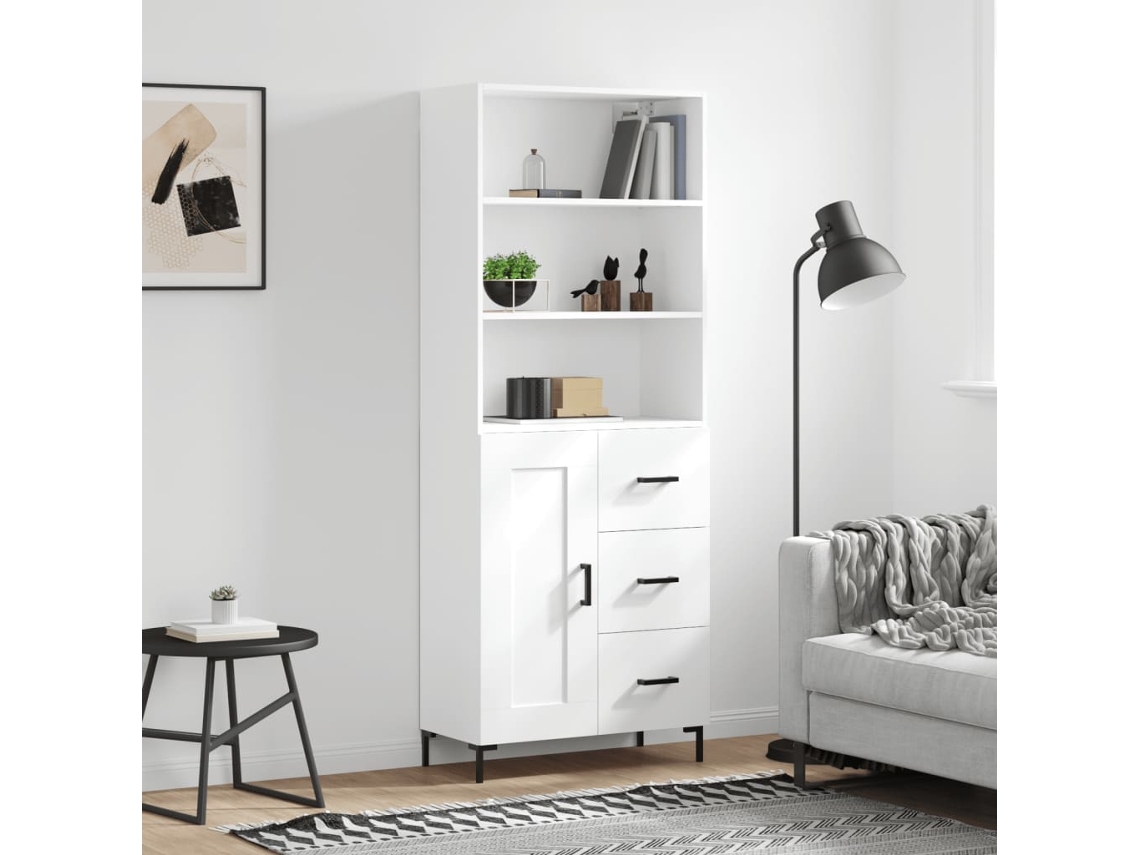 Vidaxl Armário Alto 69,5x34x180 Cm Derivados De Madeira Branco