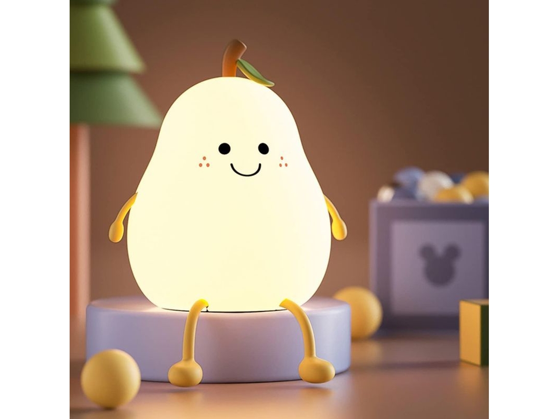 Luz Noturna Infantil de Forma de Pera com Timer 7 Cores Led Recarregável Usb S/MARCA