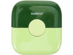 Máquina de cortar cabelo, ferramenta simples e delicada, portátil, em plástico verde.
