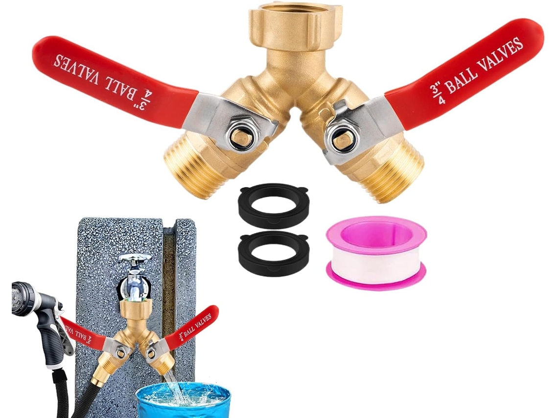 Divisor De Torneira Externa - Conector Reforçado, Válvula Em Latão
