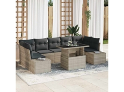 Vidaxl Conjunto De Sofás Com Almofada 8 Pcs Cinzento-claro Vime Pe