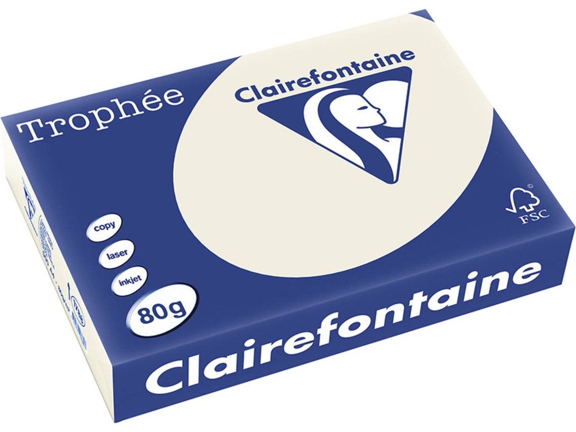 Papel CLAIREFONTAINE Cópia, Laser e Jato de Tinta Trophée A4 80 g/m² (500 Folhas - Cinzento)