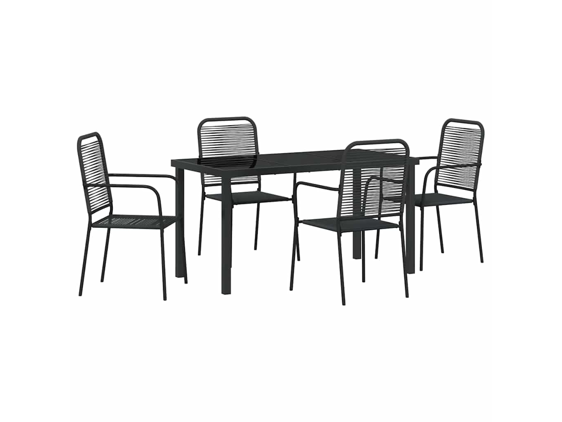 Conjunto de Jantar para Jardim 5 Pcs - Móveis de Jardim para Refeição Preto Aço Revestido a Pó HARLANV1