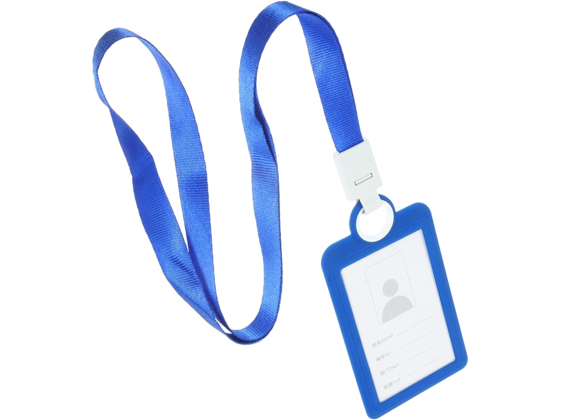 Porta Crachá Zerodeko Em Silicone Macio Com Cordão Azul, Estojo Protetor Resistente Ao Desgaste Crachás De