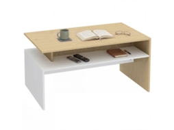 Mesa De Centro Mdf Cor Madeira Natural E Branco 95x55x50 Cm Homcom