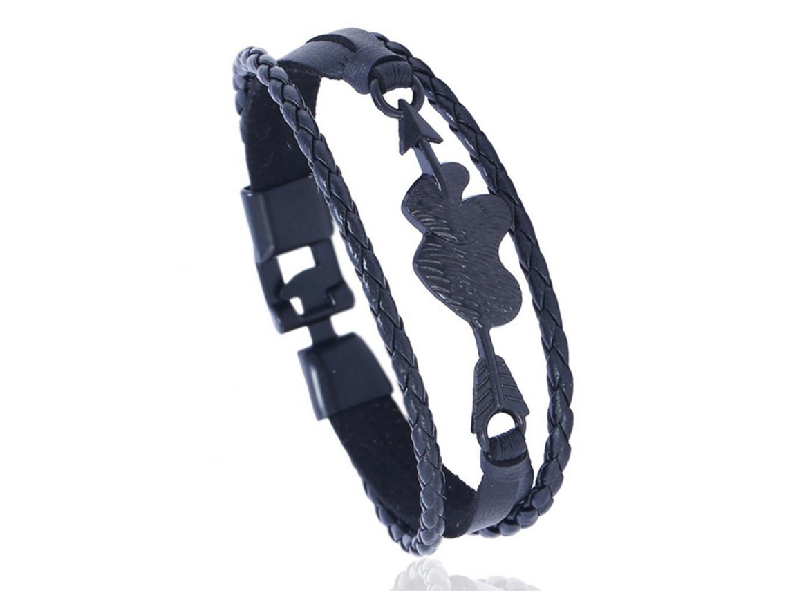 Pulseira De Couro Pu Estilo Ocidental Design Flecha No Coração Ligação Liga