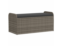 Banco de Arrumação com Almofadão VIDAXL Vime Pe Cinzento 115 X 51 X 52 Cm