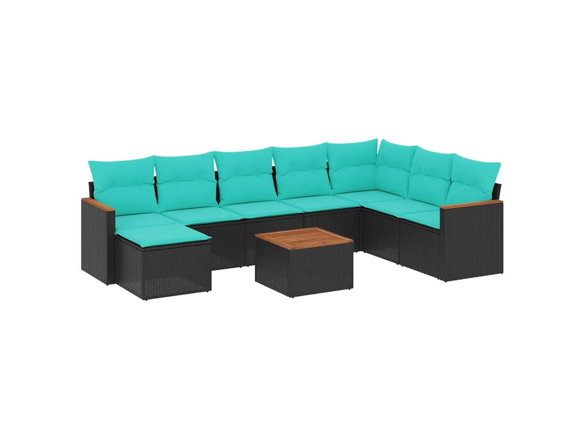 Conjunto de Sofá de Jardim, 5 Peças, Almofadas, Rattan Preto MAISON EXCLUSIVE