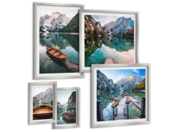 Conjunto De Pinturas Lagos Tranquilos Barcos De Madeira Espelharte (5 Peças)