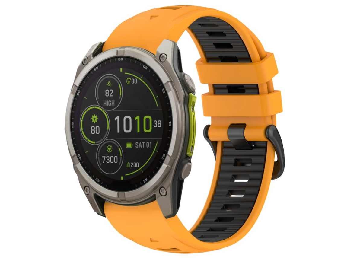 Bracelete para Garmin Silicone com fivela de aço liberação rápida duas cores laranja e preto XIAOMOYU (26mm)
