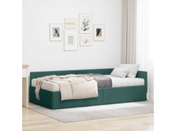 Vidaxl Estrutura De Cama De Canto Com Colchão 2 Unid. Verde Tecido