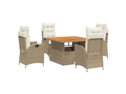 Conjunto de 5 Jantar para Jardim com Almofadões Vime Pe Bege MAISON EXCLUSIVE