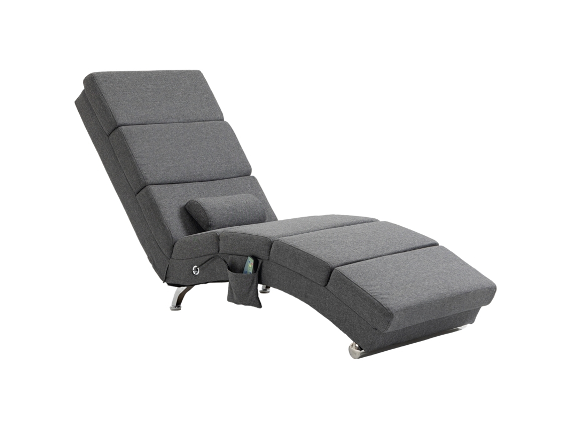 Poltrona Relax Elétrica Com Massagem, Encosto Alto, Controle Remoto, 5 Modos, Almofada, Cinza Escuro.