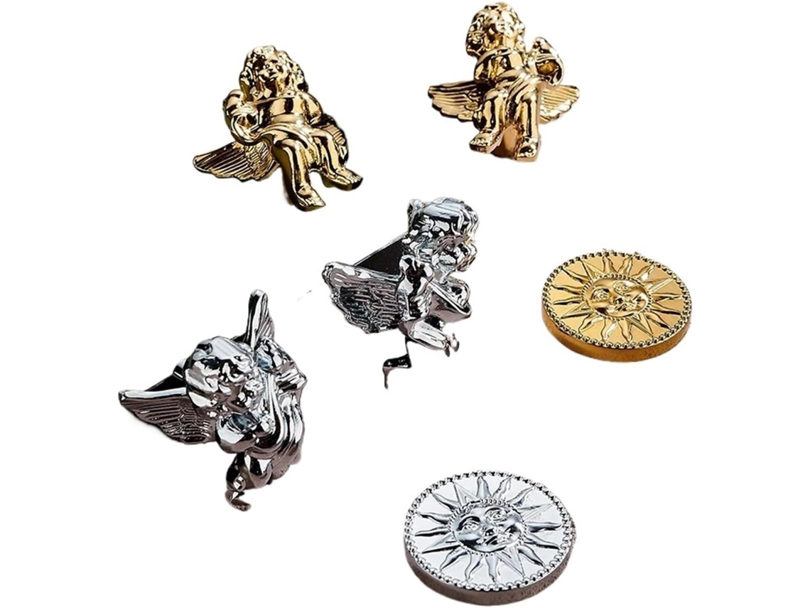 Puxador De Latão Dourado Prateado Com Sol E Anjo Para Móveis, Ideal Para Quarto Infantil, Guarda Roupa, Armário, Gaveta
