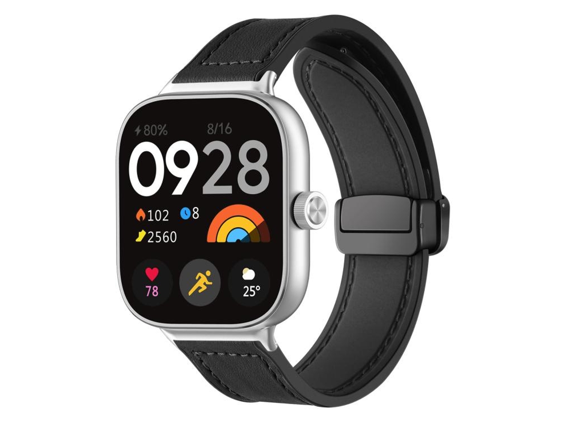Bracelete Magnético Estampa Crazy Horse Preta para Redmi Watch 6/5/4 XIAOMOYU