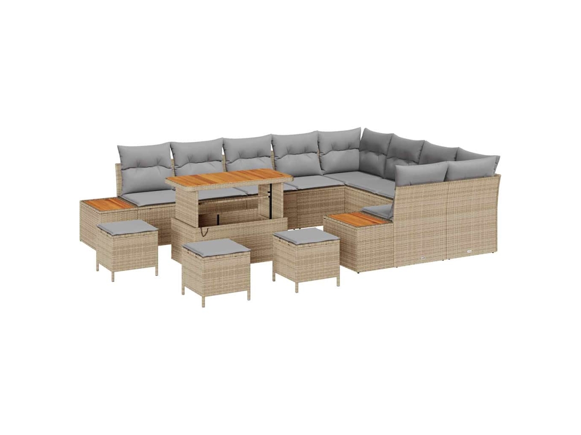 Maison Exclusive - Conjunto De Sofá De Jardim 13 Pcs Bege Rattan Sintético