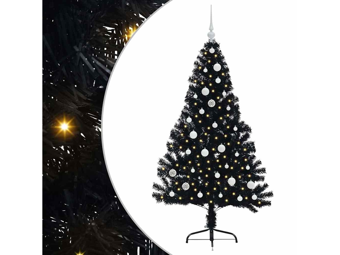Árvore De Natal Artificial Iluminada Vidaxl Preto Pvc (150 Cm)