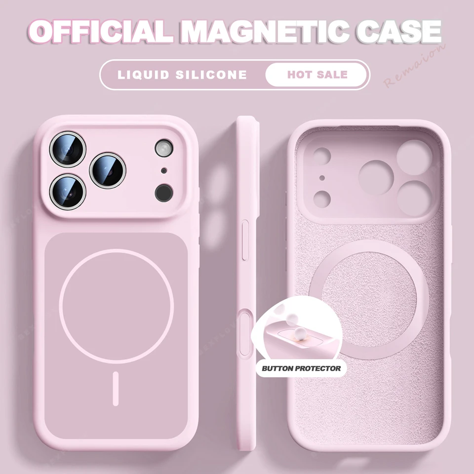 Capa Magnética Magsafe De Silicone Líquido (iphone 13 Pro Max, Rosa), Adequada Para Iphone, Capa Macia À Prova De Choque.