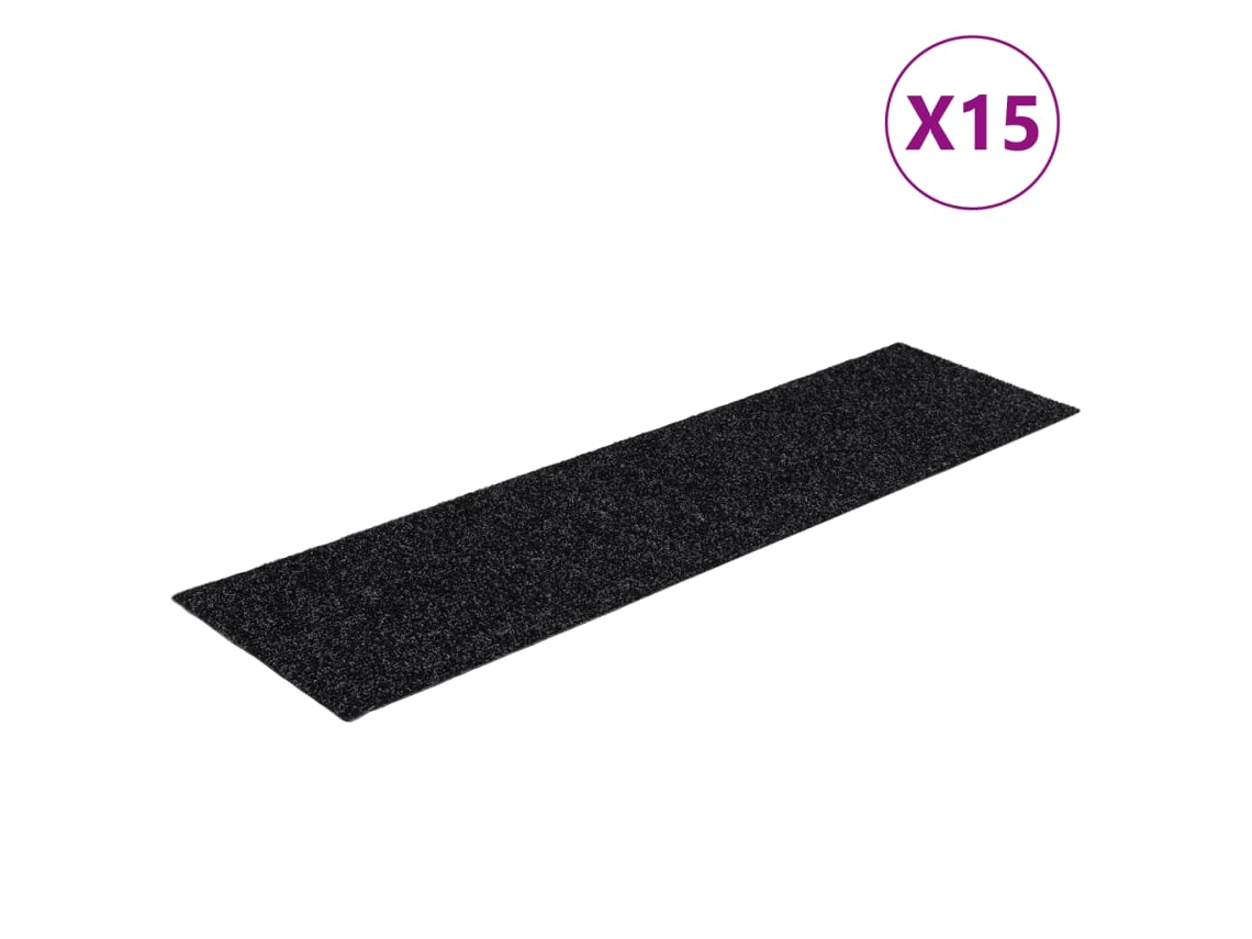 Tapetes de Escada Autoadesivos 15 Peças 76x20 Cm Pretos Retangulares MAISON EXCLUSIVE