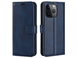 Capa Textura Gémeo Para Iphone 15 Pro Max Pele Sintética Magnética Azul