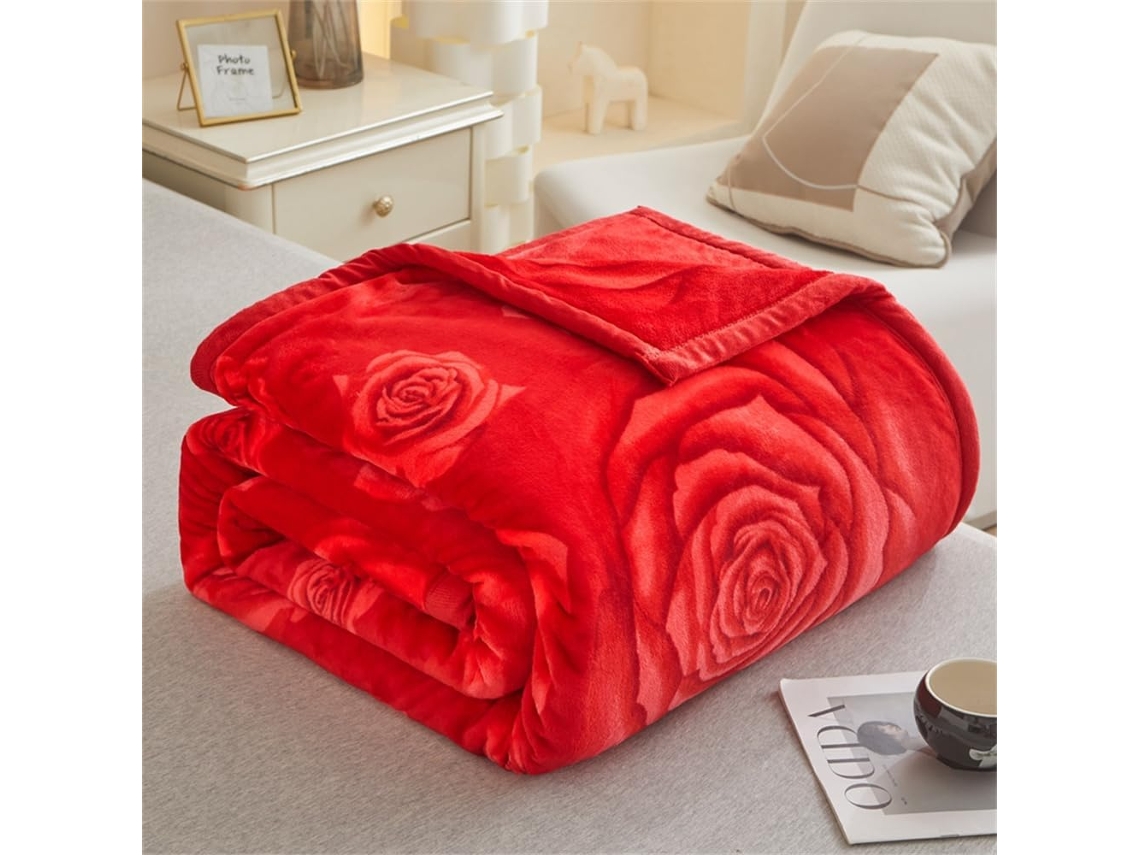 Manta de Flanela Lã com Estampa Floral Fansu Microfibra Macia e Quente para o Inverno Colcha Fofa Quarto Sofá