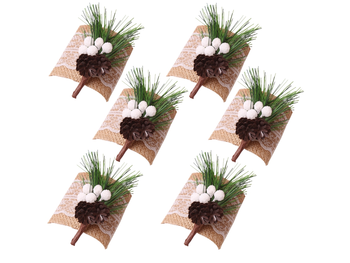 Laxiscreed Conjunto De 6 Anéis De Guardanapo De Natal Vermelhos Com Fruta E Pinheiro