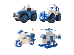 Primerox brinquedo de Veículo de Polícia Infantil Montado com Carro Helicóptero Motocicleta e Chave de Fenda