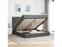 Vidaxl Estrutura De Cama Otomana Com Colchão 180x200cm Cinzento Escuro