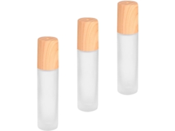 Conjunto de 3 Frascos Roll-on de Vidro Fosco, 10ml, Recarregáveis