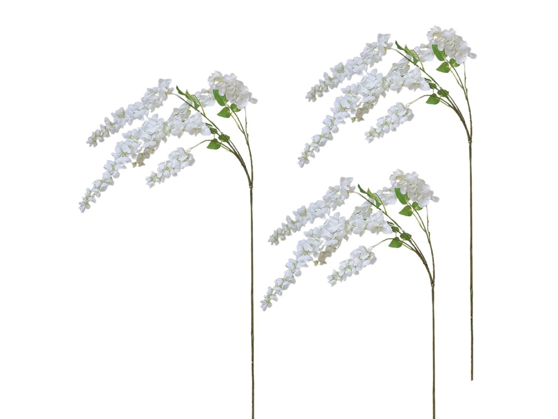 Laxiscreed Vaso De Flores De Wisteria Artificial Para Decoração De Teto Em Casamentos, Pack De 3, Branco
