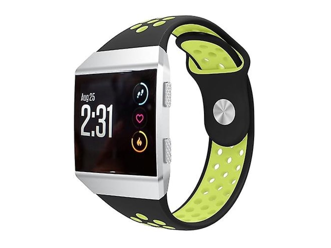 Pulseira De Relógio Lurelia Para Fitbit Ionic Silicone Preto Amarelo