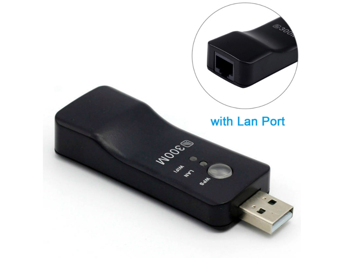 Adaptador Wi fi USB ZYBLSSBB para TVs com receptor sem fios, 300 Mbps, suporta RJ45