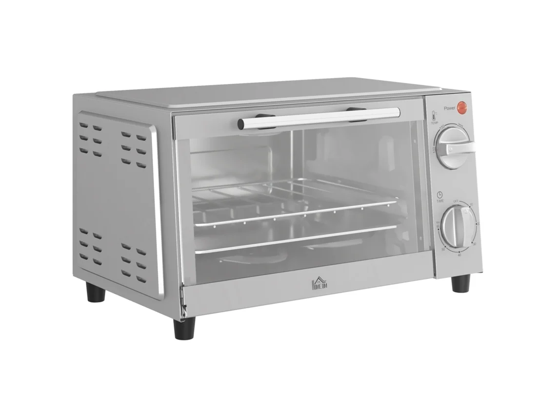 Mini Forno 9l C/ Bandeja, Grelha, 100°c-230°c, Temp. E Tempo Ajust., Temporizador 60min, 750w, Inox, Prata