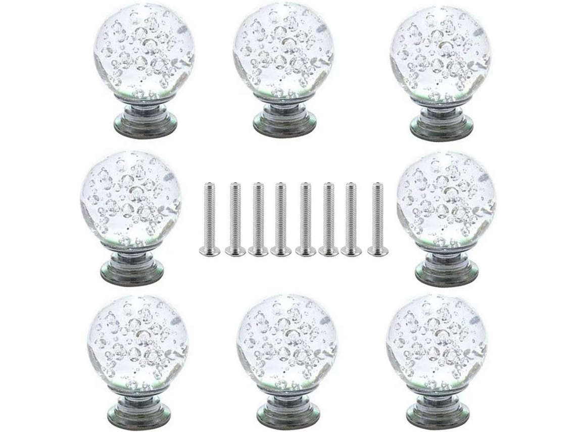 Puxadores De Cristal, Conjunto De 8 Peças Em Formato Bola Redonda Azul, Ideais Para Armários, Gavetas, Portas De Cozinha