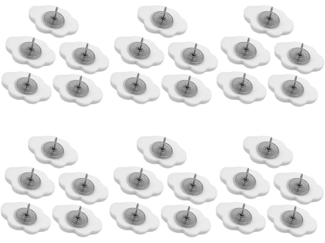 Conjunto de 30 Tachinhas em Formato Nuvem Creme para Fotos e Anotações, Espaços Educacionais e Mesas