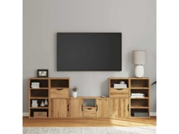 Móveis De Tv De 5 Peças Com Arrumação Madeira De Pinho Maciça Dkd Home Decor
