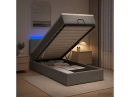 Vidaxl Cama Ottoman Com Colchão E Led Cinzento-claro 90 X 200 Cm