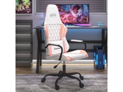 Vidaxl Cadeira Gaming Couro Artificial Branco E Rosa