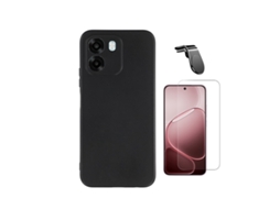 Kit Vidro Clearglass Capa Silicone Líquido Suporte L Phonecare Para Oppo A6 5g - Preto