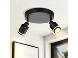 Nettlife Candeeiro De Teto Com Focos Preto Moderno 2 Luzes Ajustáveis Pontos De Metal Gu10 Para Escritório E Corredor, 25 W, Orientáveis