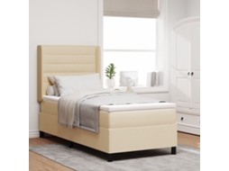Cama Box Com Colchão E Led Em Creme, 90x200 Cm Tecido