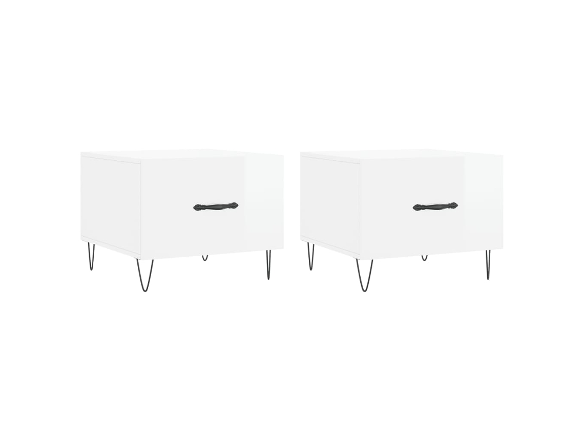 Mesas de Centro 2 Pcs 50x50x40 Cm Branco Brilhante MAISON EXCLUSIVE
