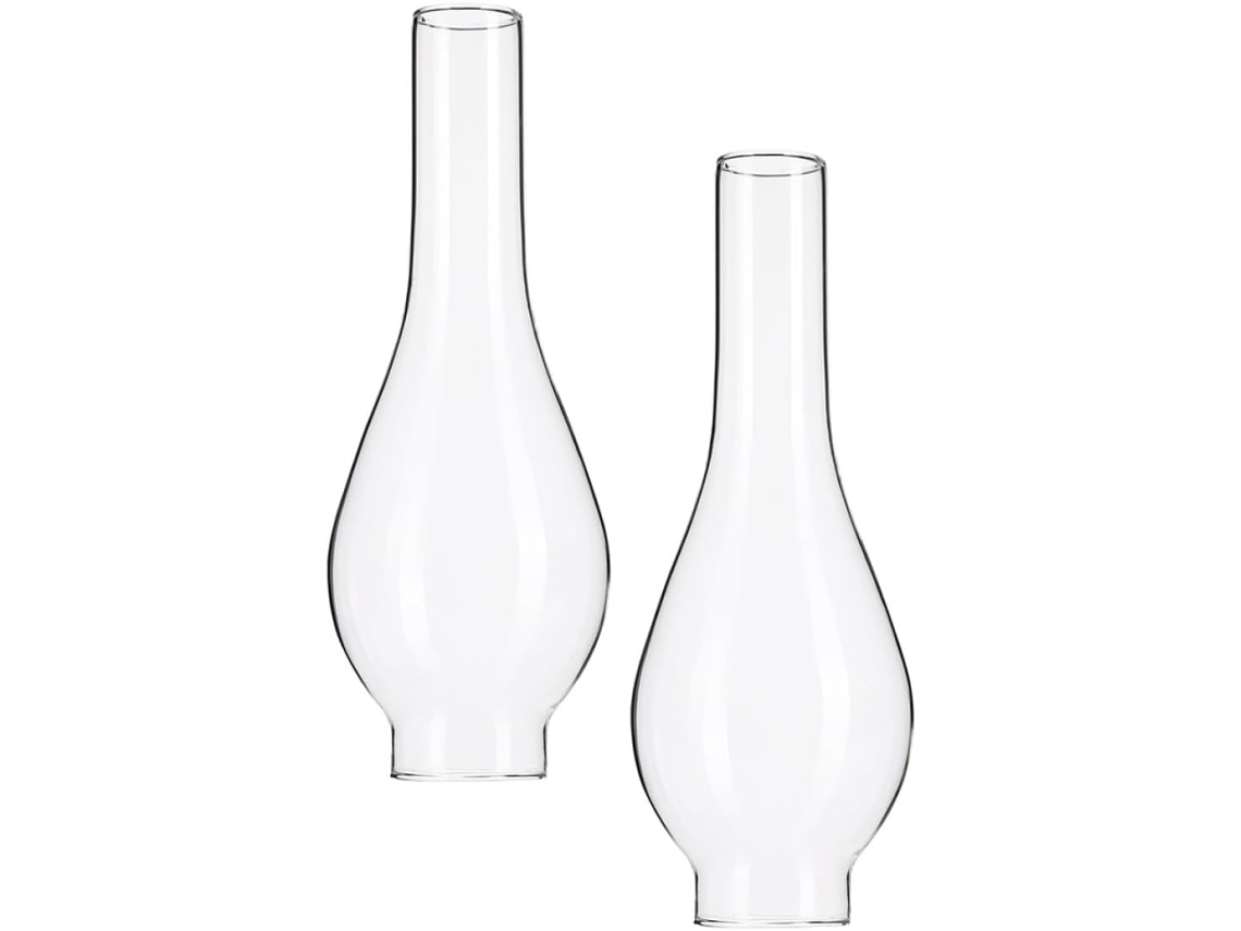Chaminé de Vidro Transparente para Lamparina a Óleo, 5 Cm de Diâmetro, 2 Peças, 38 Cm de Comprimento SFUSHOS