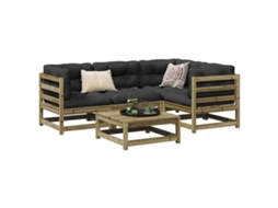 Vidaxl 5 Pcs Conjunto De Sofás Para Jardim Madeira De Pinho Impregnada