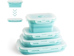 Conjunto De 4 Lancheiras, Em Silicone, Dobrável, Para Lanches, Adequado A Micro-ondas, Para Organização Doméstica Na Cozinha E Bancada