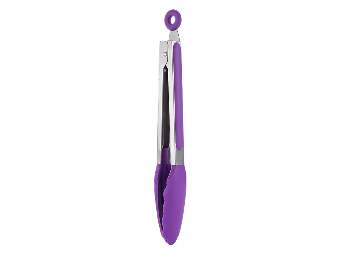 Lurelia Pinça Culinária Inox Silicone Rosa Antiderrapante Churrasco Forno