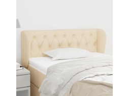 Vidaxl Cabeceira De Cama C/ Abas Tecido 103x23x78/88 Cm Creme