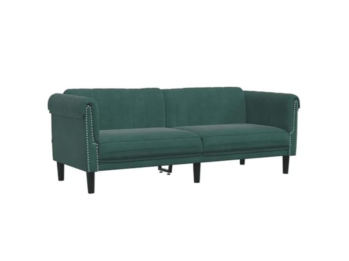 Sofá De 3 Lugares Vidaxl Veludo Verde-escuro
